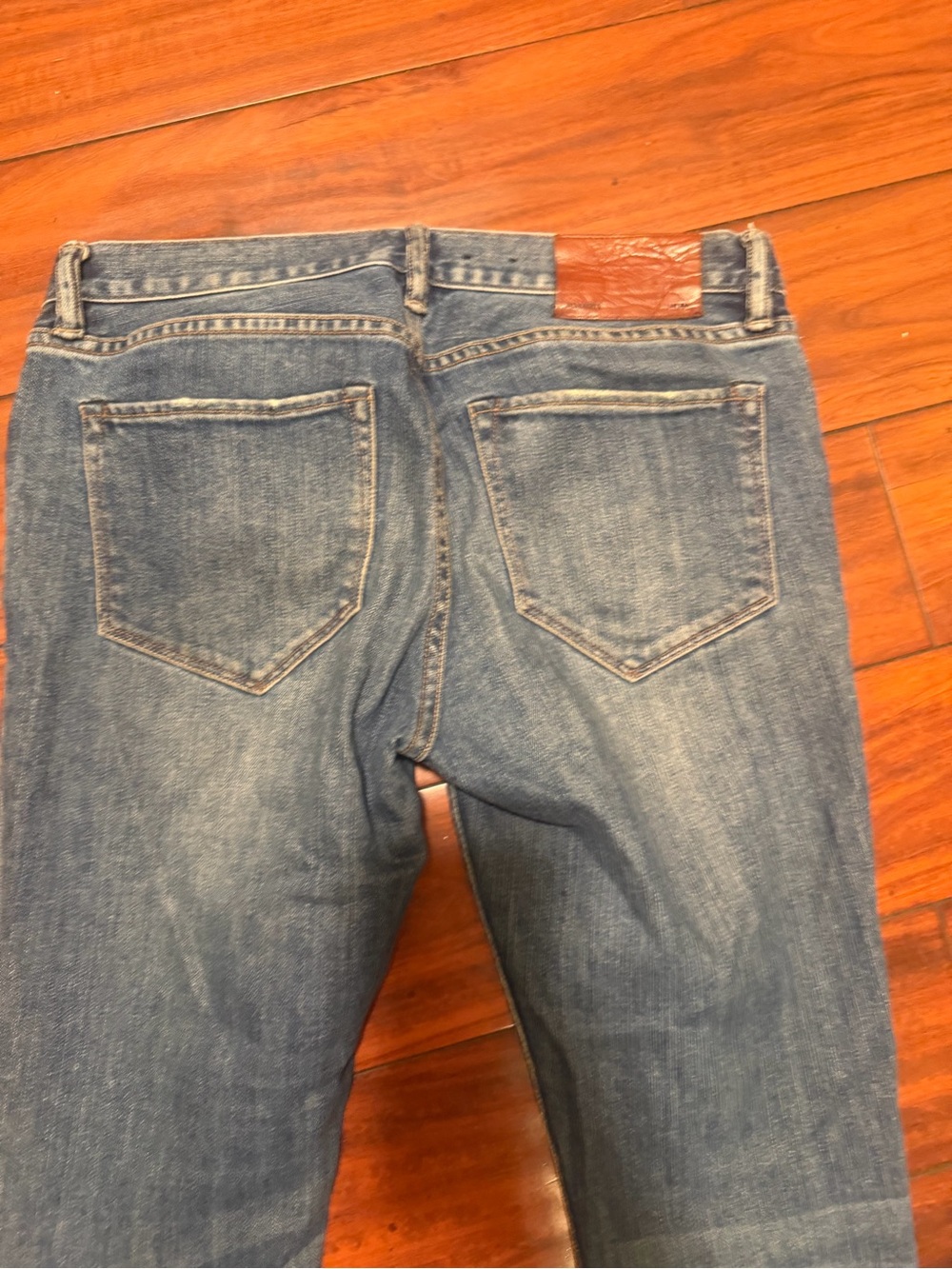 All Saints Women's Skinny Jeans in Distressed Medium Blue with Frayed Hem - Picture 12 of 12